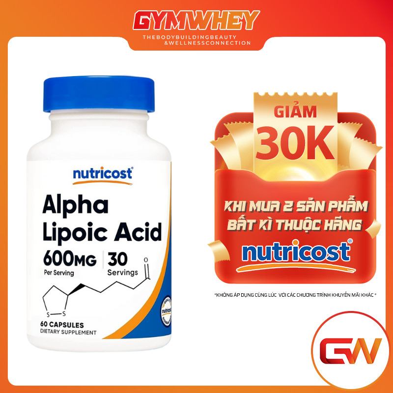 Nutricost ALPHA LIPOIC ACID 600MG 60 Cell Protection Capsules, Support ...