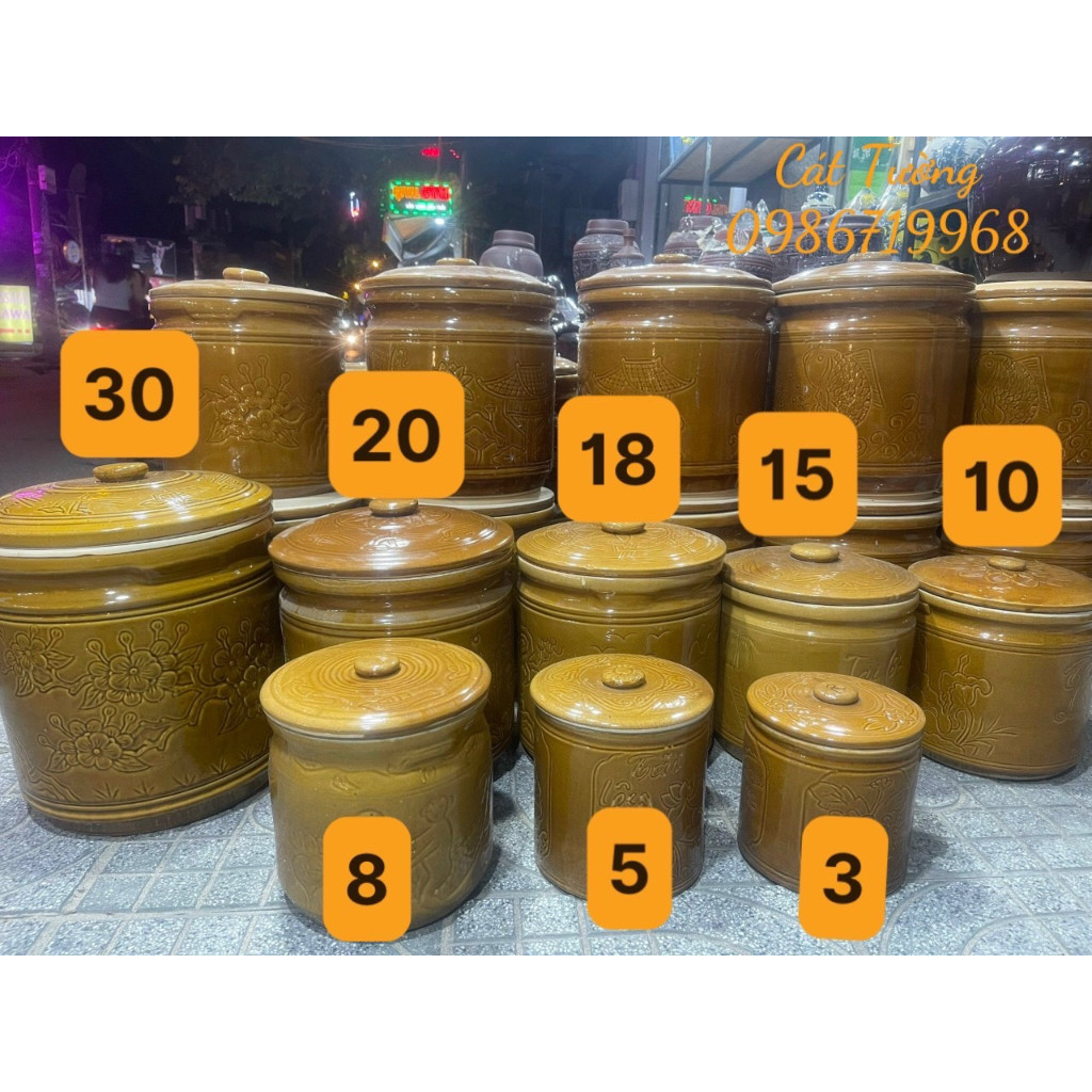 Bat Trang VN rice jar/salting jar holds from 3 Lit30 Lit[For number of