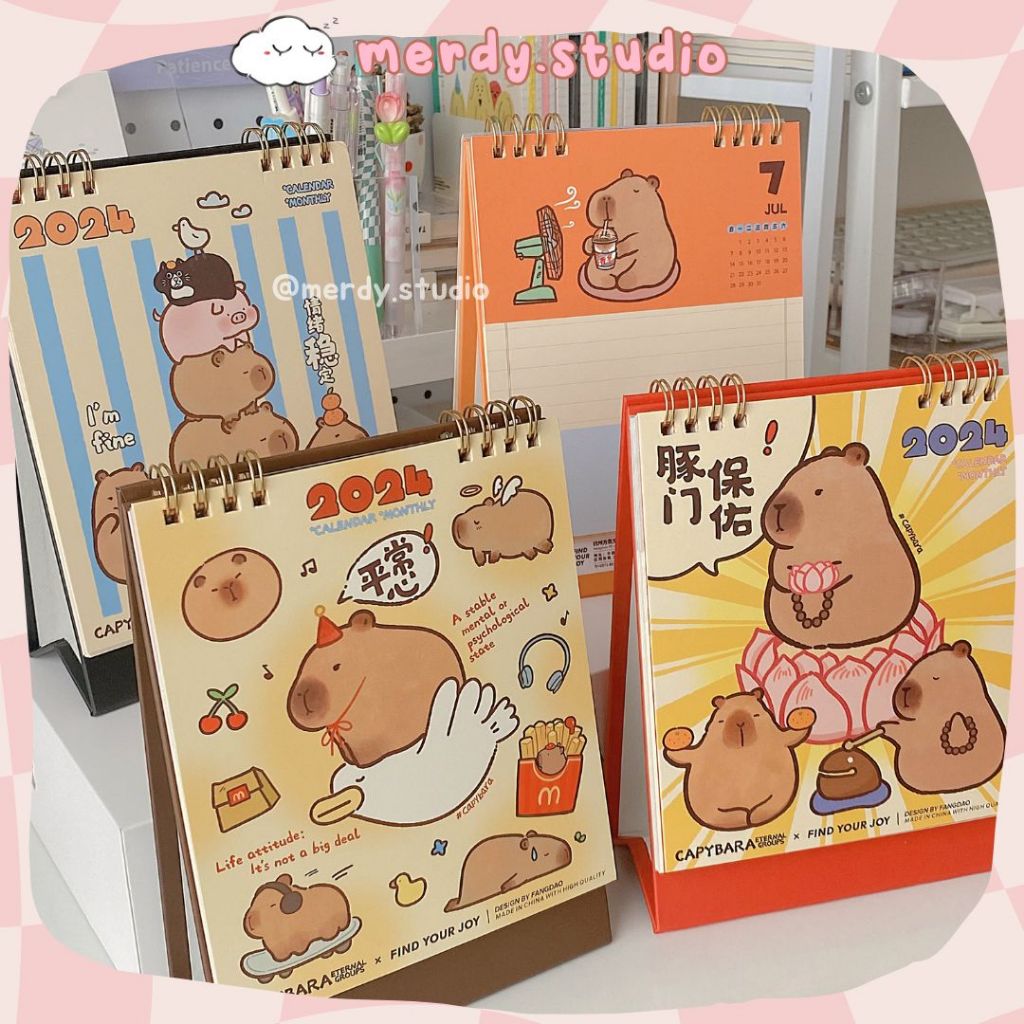 Calendar 2024 with Capybara guangzhou table Shopee Malaysia