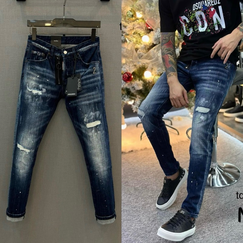 Men's Jeans Dsq Blue Silver Spilled Buckle tag Number 2 Thighs With ...