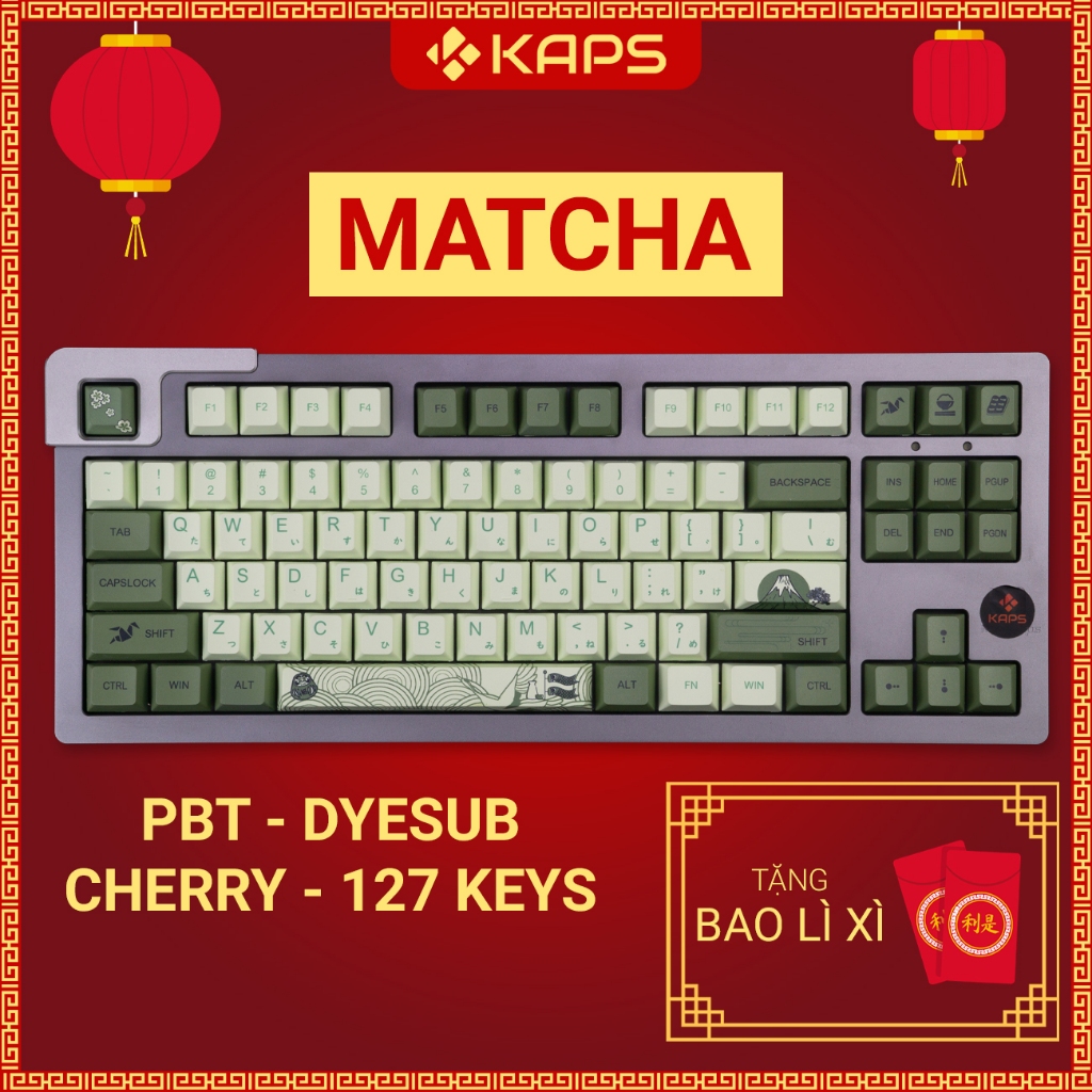 Keycap Matcha PBT profile Cherry in dyesub 124 buttons for mechanical ...