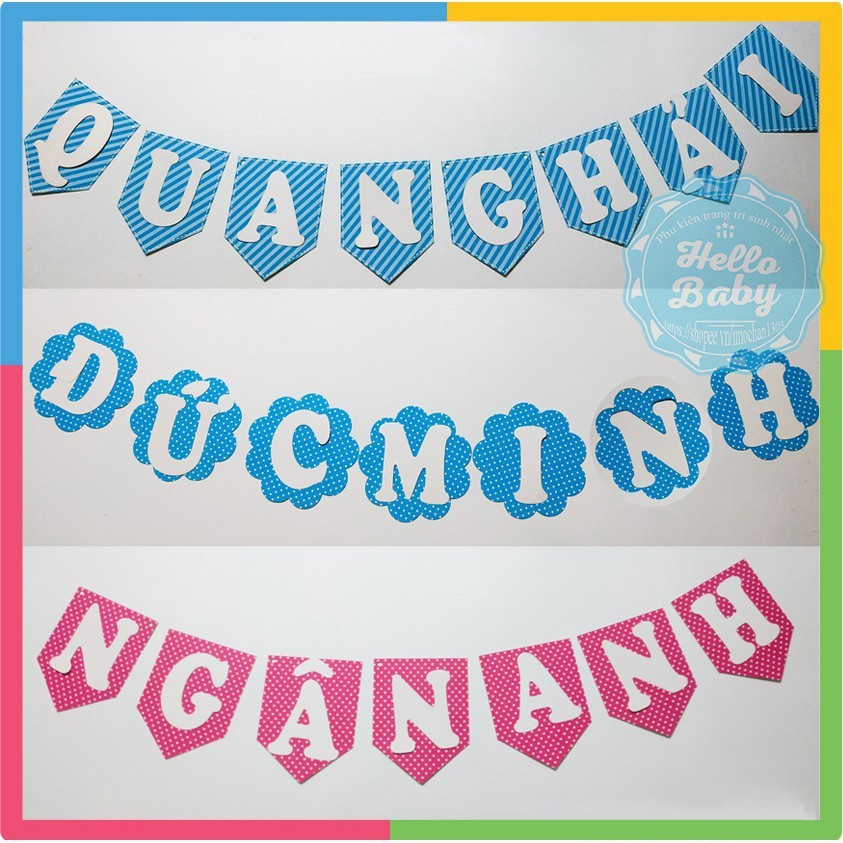 String of letters with baby's names to decorate birthdays, first ...