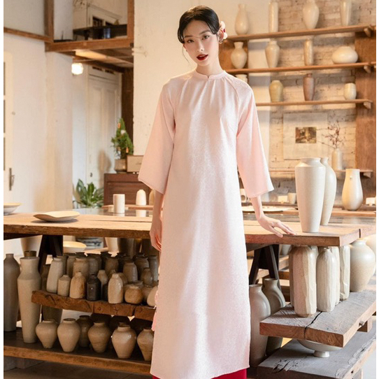 Loose-fitting ao dai, ancient-style ao dai in sweet pink color | Shopee ...