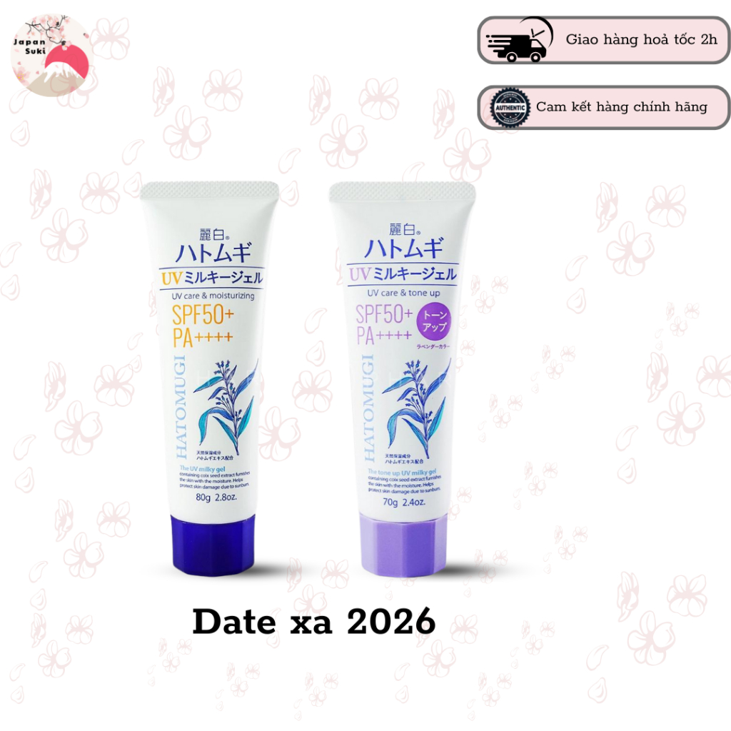 Hatomugi SPF50+ + Sunscreen Protects Against UVA, UVB Rays, Moisturizes