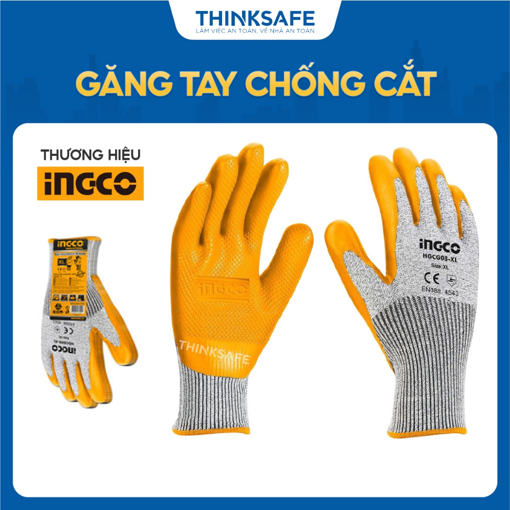 Ingco HGCG08 CutResistant Gloves, Size XL Longer Use Time, Brush