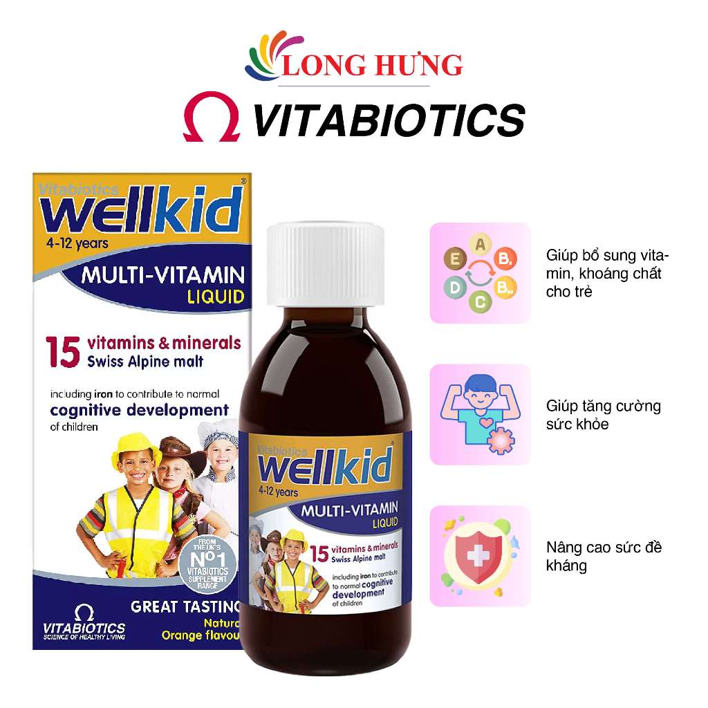 Vitabiotics Wellkid Multivitamin Liquid Water Vitamins Supplement