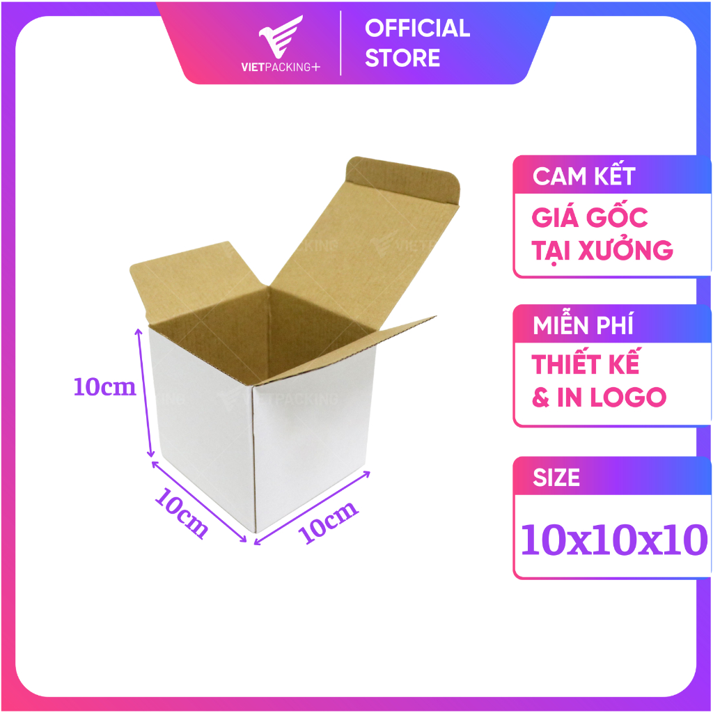 10x10x10 Combo of 50 carton boxes with 1 white square end, mini square ...