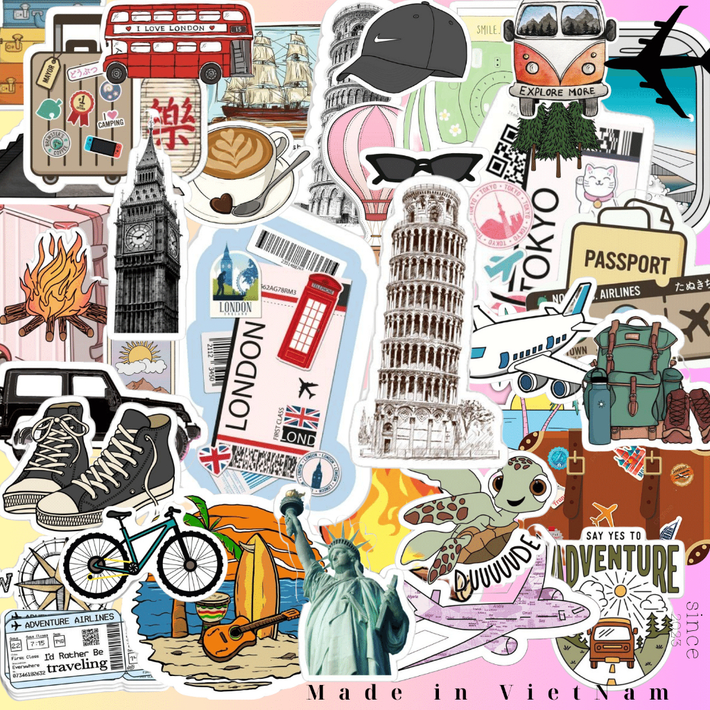Set Of 60 cute Travel Stickers | Shopee Malaysia
