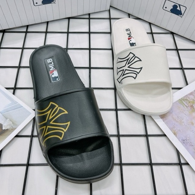 [GENUINE] KOREAN DOMESTIC MLB SLIPPERS MOLDED NY LOGO - UNISEX HAND ...