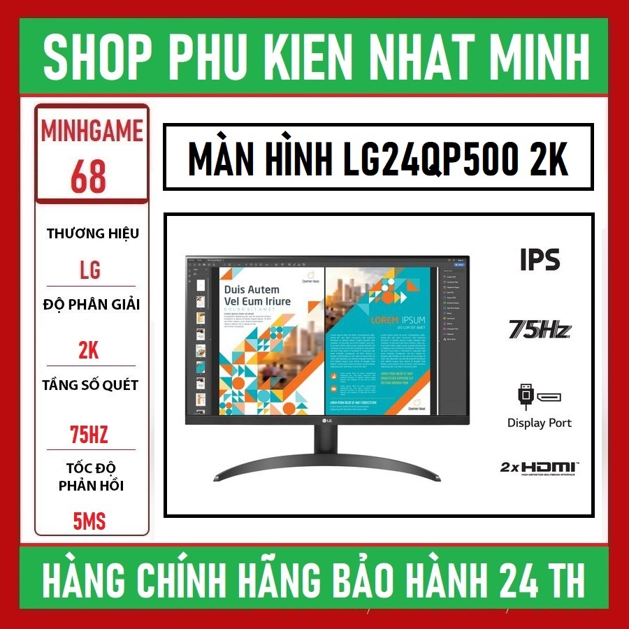 Lg 24QP500-B 24 "IPS 75Hz Freesync HDR10 Computer LED Genuine Product ...