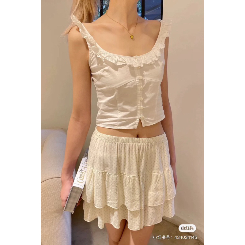 Brandy Melville Tianna tank (TwoWire Shirt With ribbon Bow In coquette Style) Shopee Malaysia