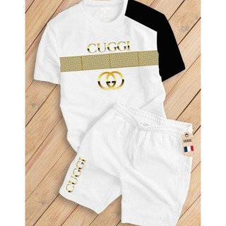 Guci - Tommy Denim Men's Elastics Set With Short Sleeve Letters Pattern In Summer Style