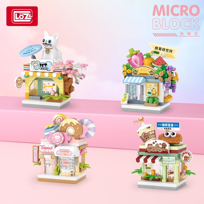 Diy cute mini street store LOZ model assembly toy set (120-150 pieces ...