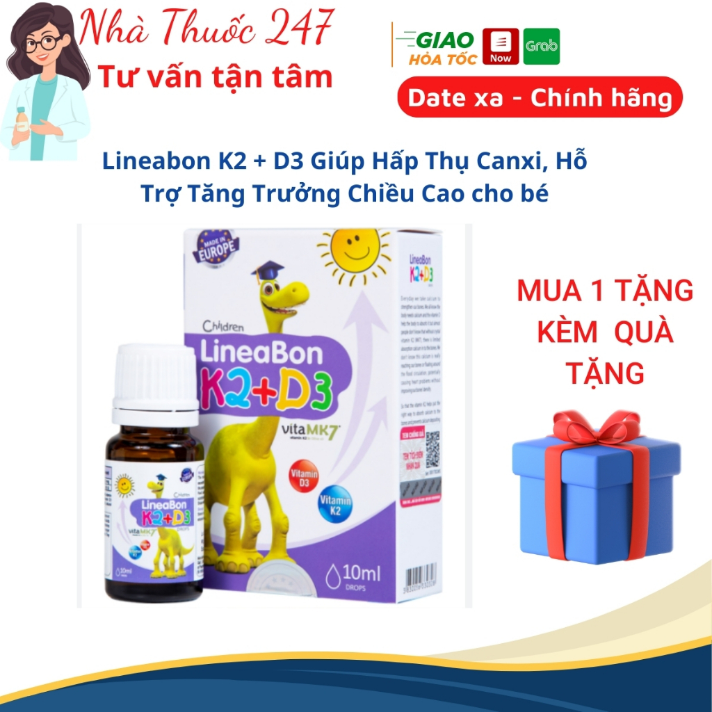 Vitamin D3K2 For Baby Lineabon K2 + D3 Helps Absorb Calcium, Support