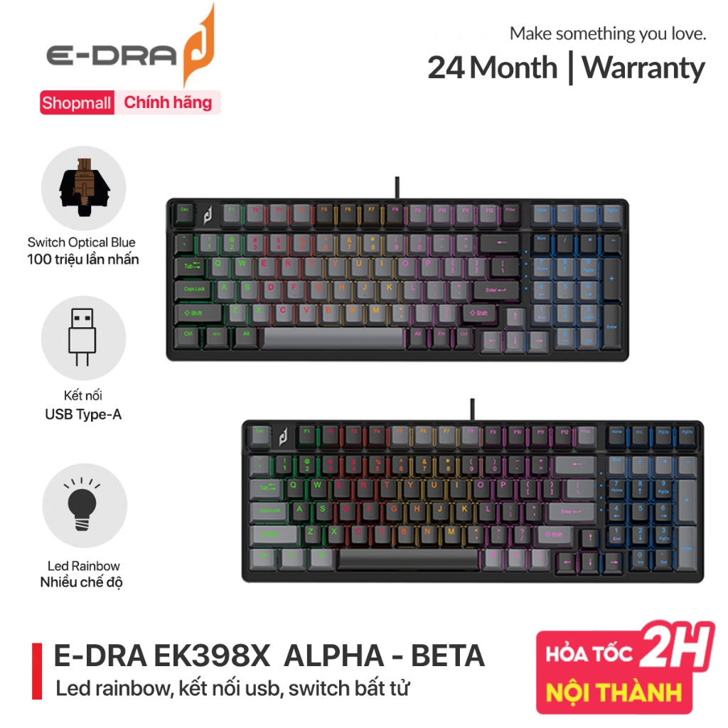 Mechanical gaming keyboard, wired gaming computer keyboard E-Dra EK398X ...