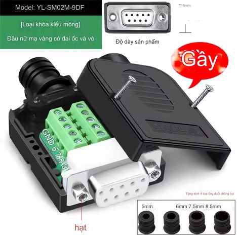 DB9 Jack wire connector 9-Pin COM Port, 9P socket without soldered to ...