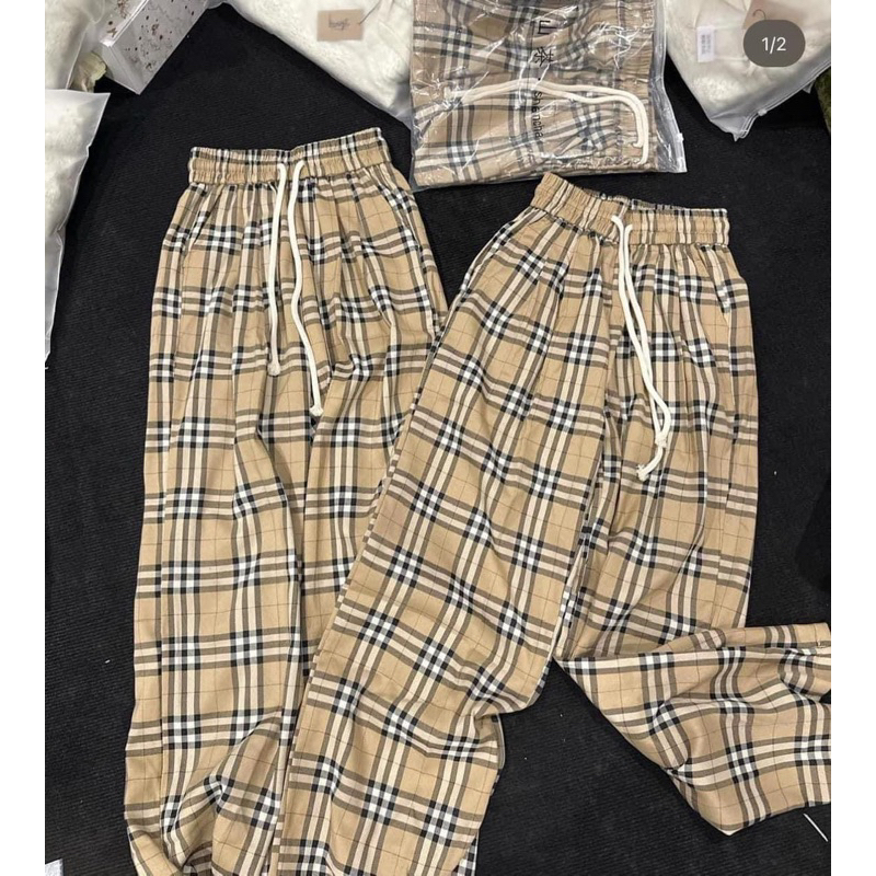 Video, Real Photos]Ulzzang Women's Wide Leg Plaid Pants High Waist