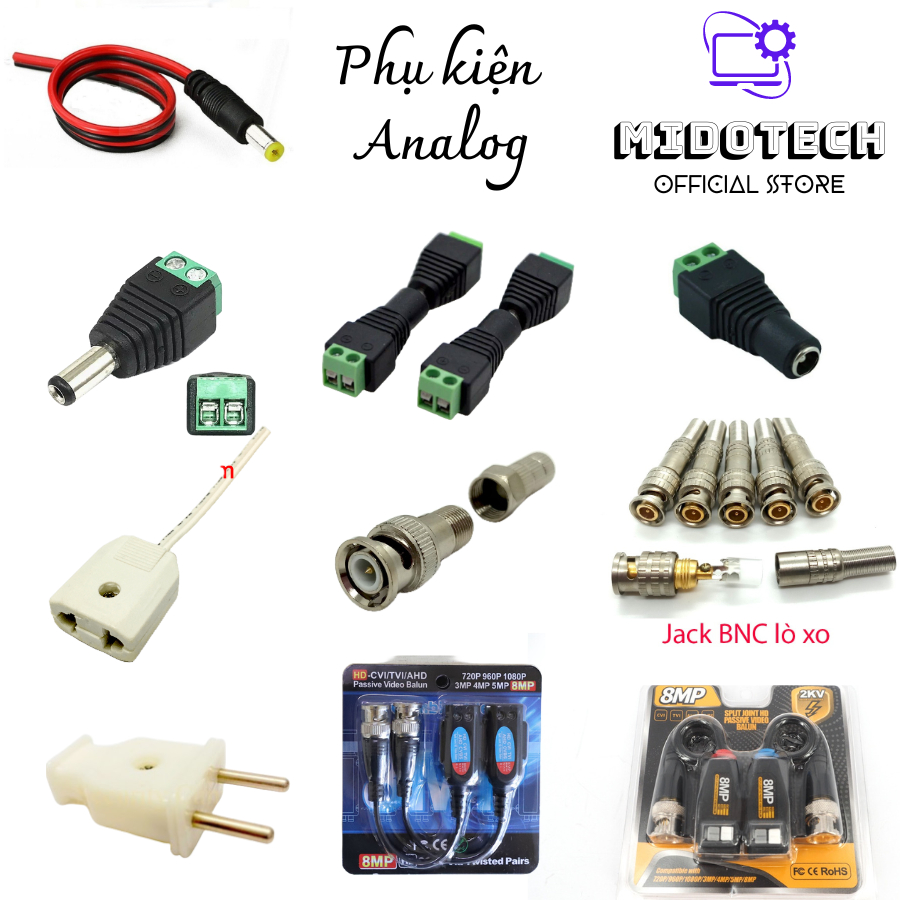 XO (Bag of 20) Spring BNC Jack, BNC F5, Screw DC Jack, Negative Plug ...