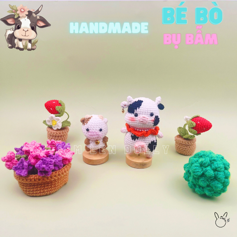 [Cool Animal] 10cm handmade Woolen Cow Teddy Bear Dolly Wool Shop