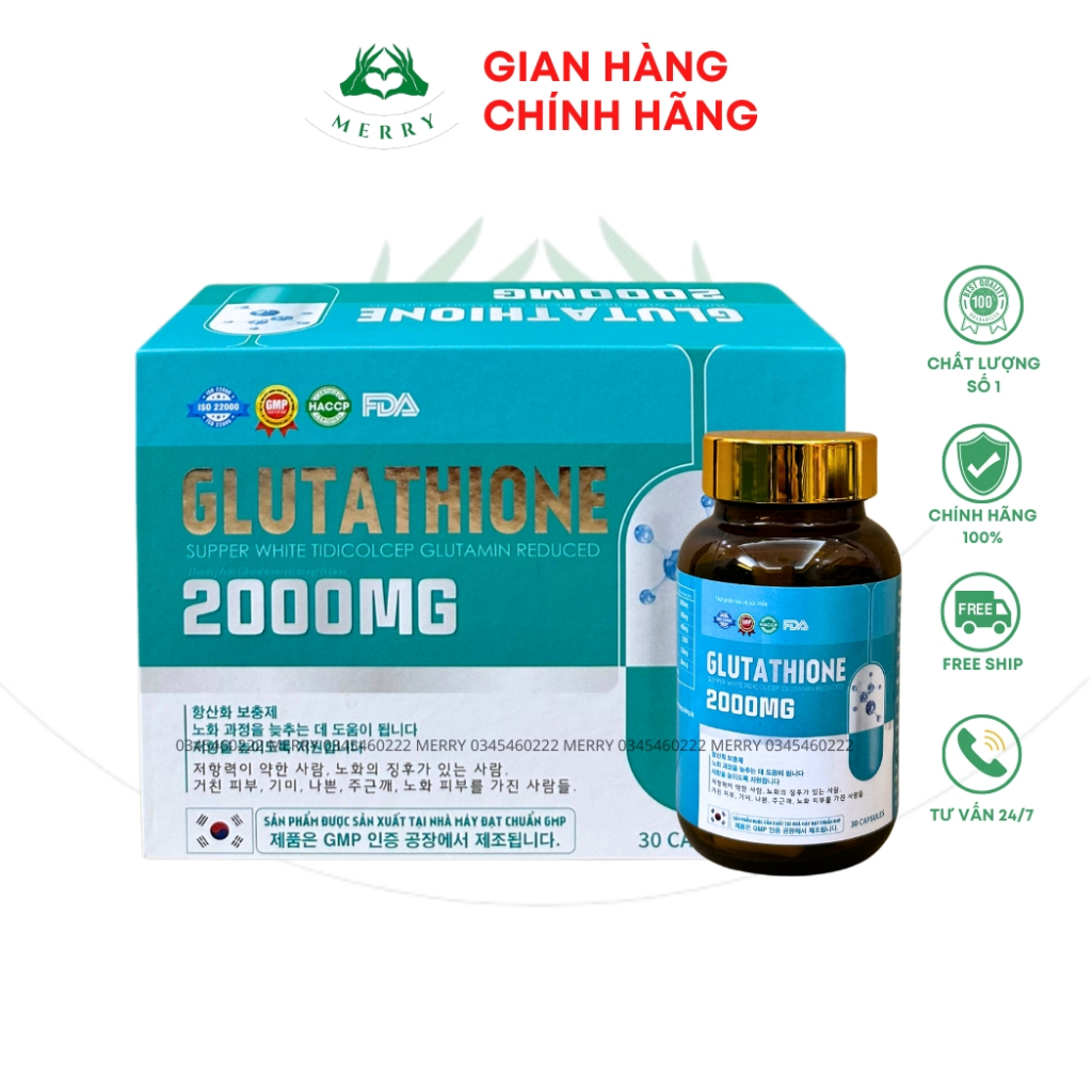 Glutathione Genuine Whitening Oral Tablet 2000mg MERRY STORE Box of 30 ...
