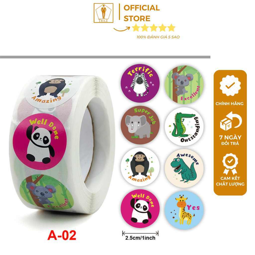 Traz round reward stickers Primary school students cute animal stickers ...
