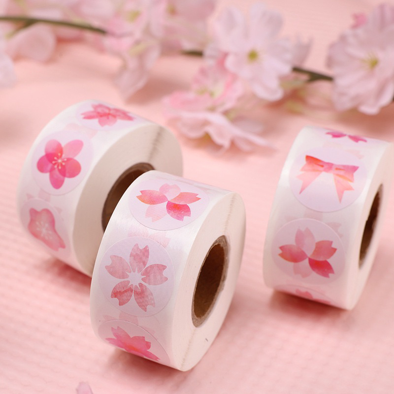 Roll 500 Stickers Sukura Cherry Stickers | Shopee Malaysia