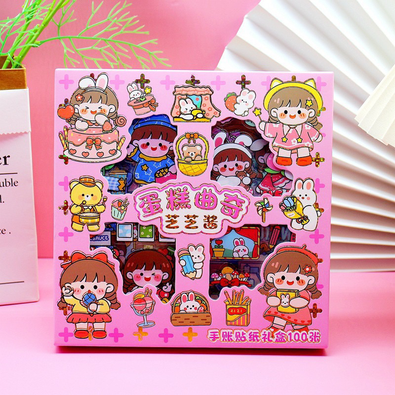 Box Of 100 Waterproof Stickers Pre-Cut Cute Motifs Decorative Stickers ...