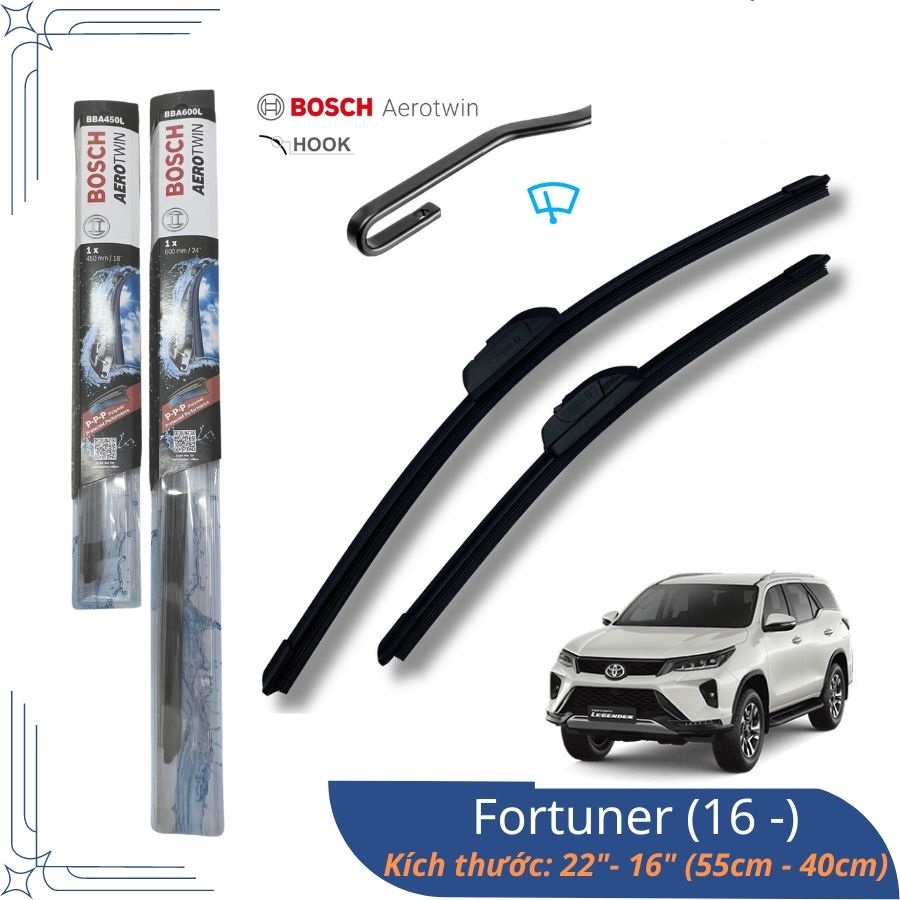 Bosch AeroTwin 22 Rain Wiper Pair "/ 55cm 16" / 40cm For Fortuner (16