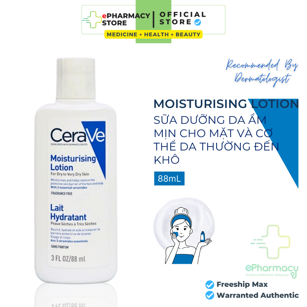 Cerave Moisturizing Lotion Lait Hydratant for dry skin France 88ml ...