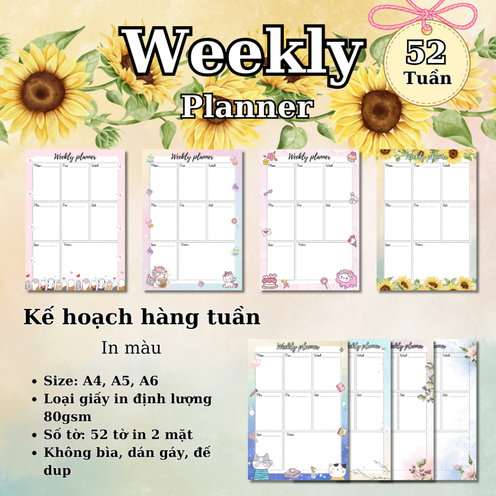 Weekly planner - Weekly planner - Print colors with many cute patterns ...