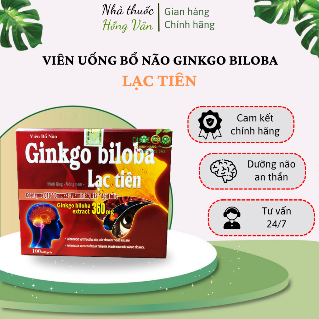 Ginkgo biloba Lac Tien Brain Tonic Tablets Help Blood Activity