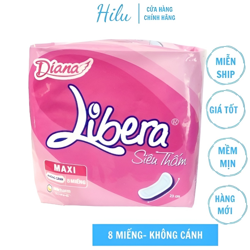 Pack of 6 Diana Libera Super Absorbent Tampons With Wings 8 Pieces X