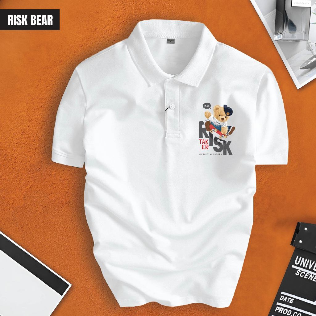 RISK BEAR Men's Polo T-shirt made of high quality crocodile CVC, cool ...