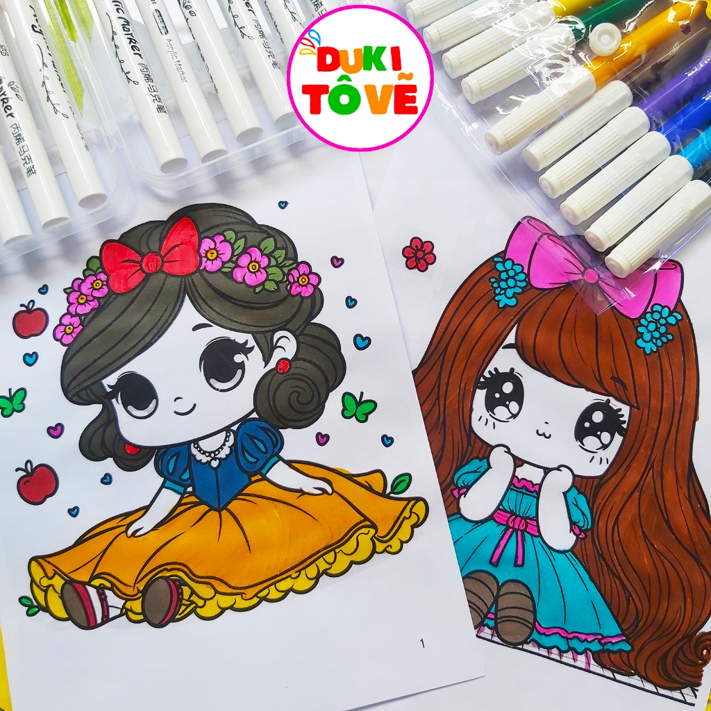 Beautiful Princess Coloring Painting For Children CCX01 - Duki To Draw ...