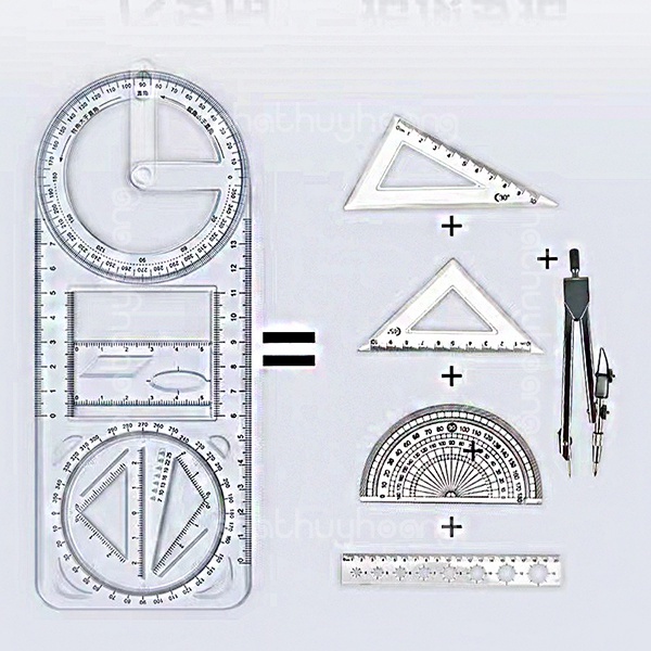 Specialized multi-purpose ruler for drawing geometry with more than 8 ...