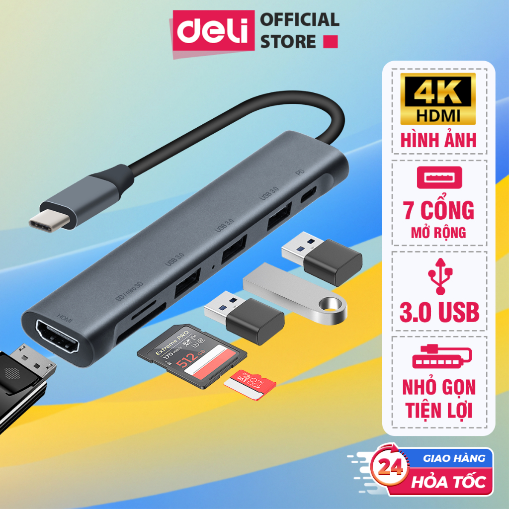 Hub Type C USB 3.0 AOKA by Deli 7 Conversion Ports, Connection ...