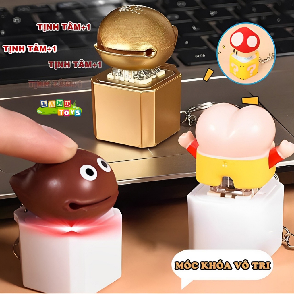 TRI Inanimate Toy Fidget Gadget Button Keychain, Keycap Shin, Mario ...