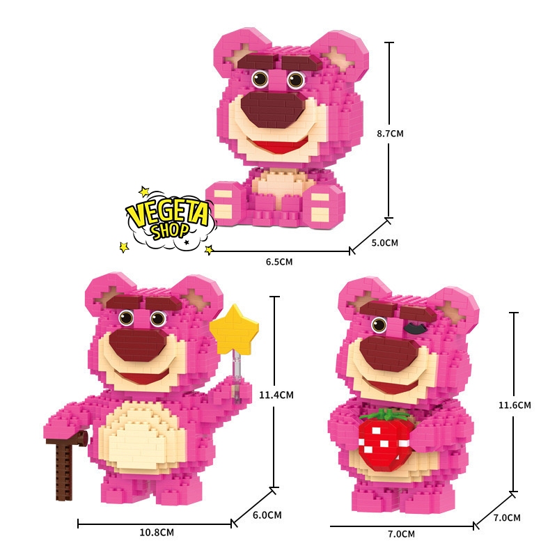 Lotso strawberry bear assembly model 9-12cm 3D strawberry bear assembly ...