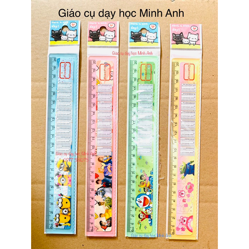 20cm long hard plastic ruler with many cartoon characters and ...