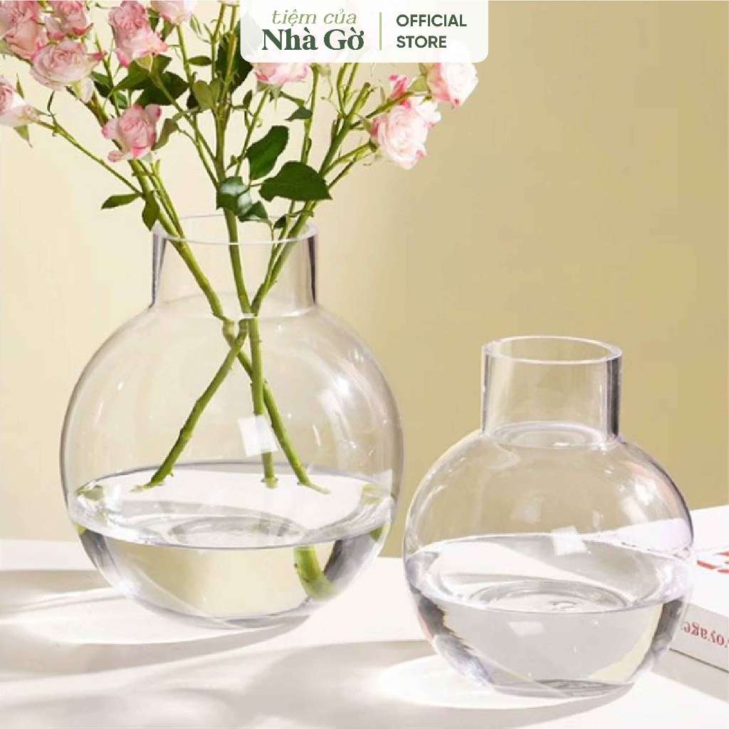 Basic transparent round glass vase for flower arrangement for Nha Go ...