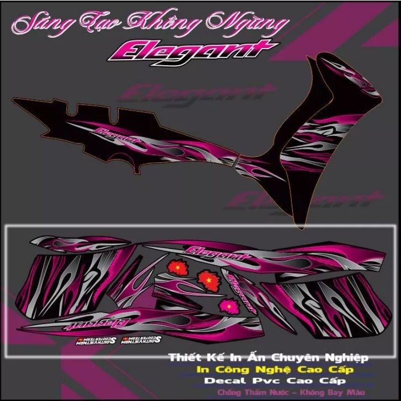 Sticker for SYM elegant car with beautiful pink fire sticker | Shopee ...