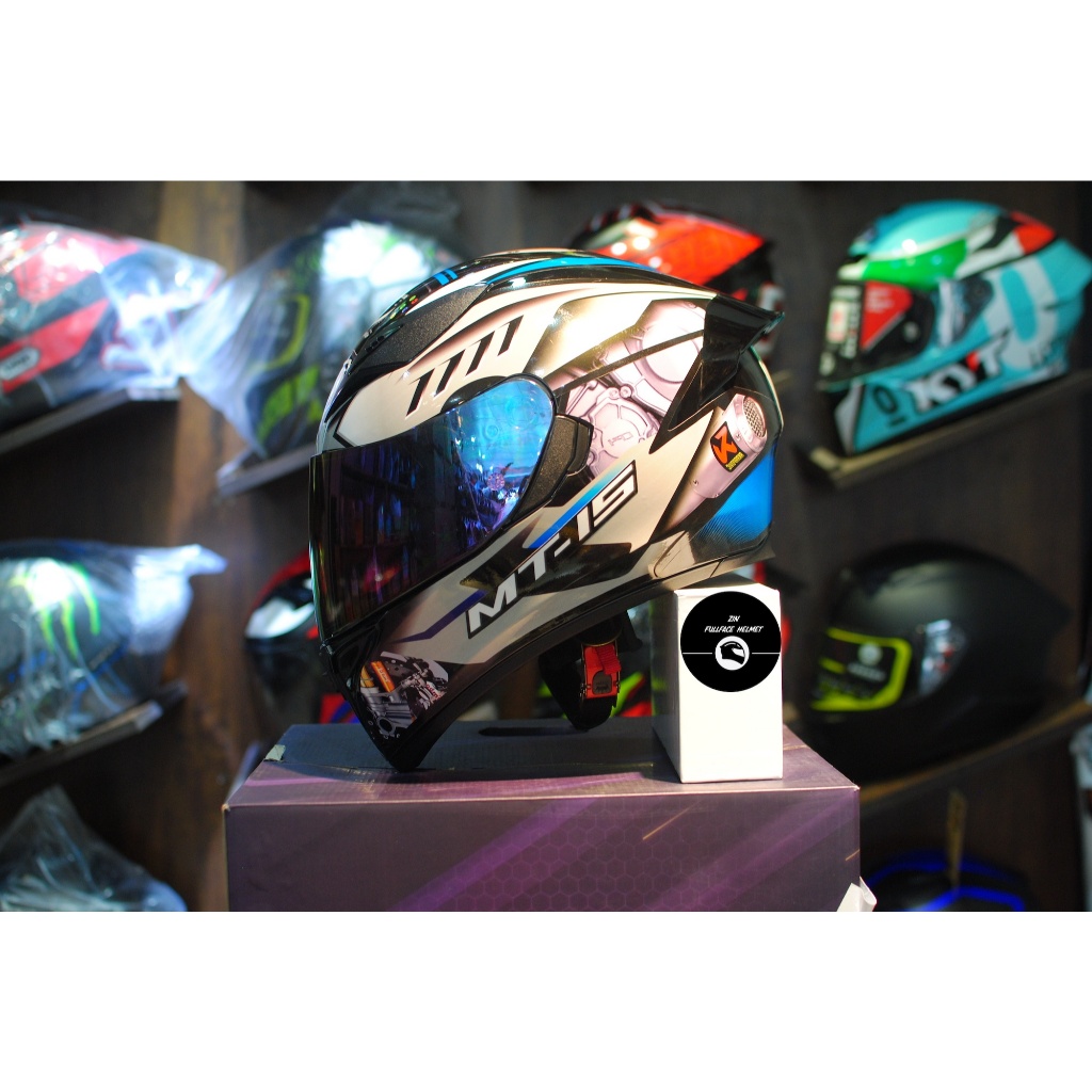 Fullface Royal M138 Yamaha MT15 silver blue helmet | Shopee Malaysia