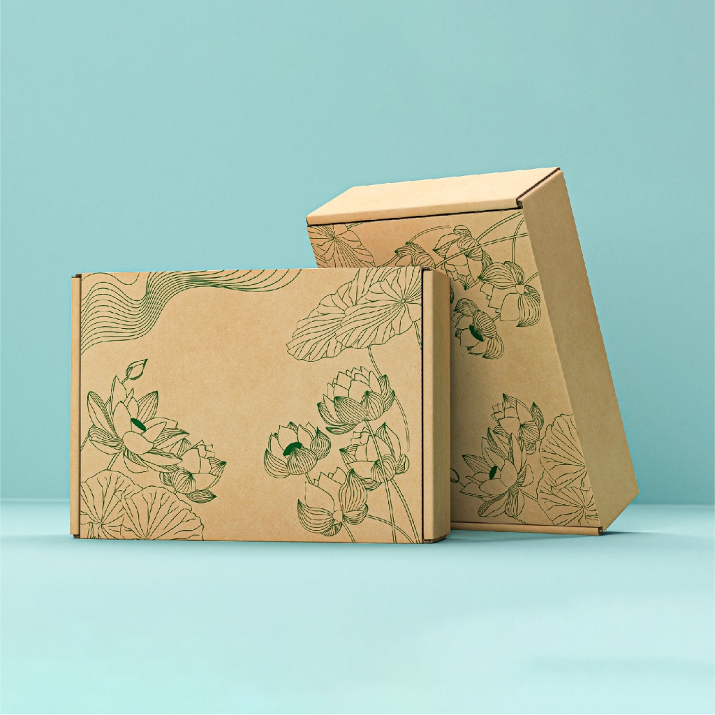 Carton Box with Snap Lid with Lotus Print QT PACKAGING Used to Store ...