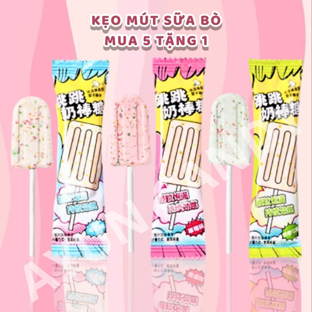 [Buy 5 Get 1 Free] Cow'S Milk Lollipops Mix 2in1 Popping Candy
