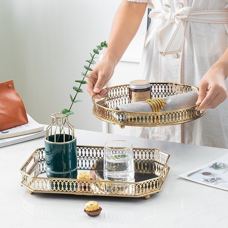High-class Multipurpose Leather Mirror Tray. Beautiful Mirror-Coated ...