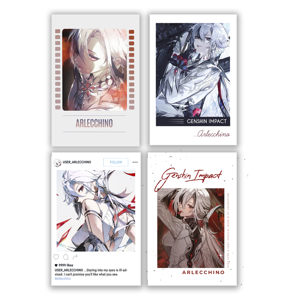 Pack 4 Arlecchino Character pola Cards game Genshin Impact | Shopee ...