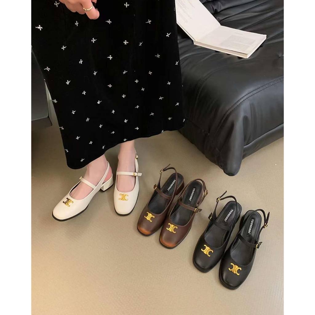 27 Ballet Flats With Horizontal Strap And Button Attached Toe | Shopee ...