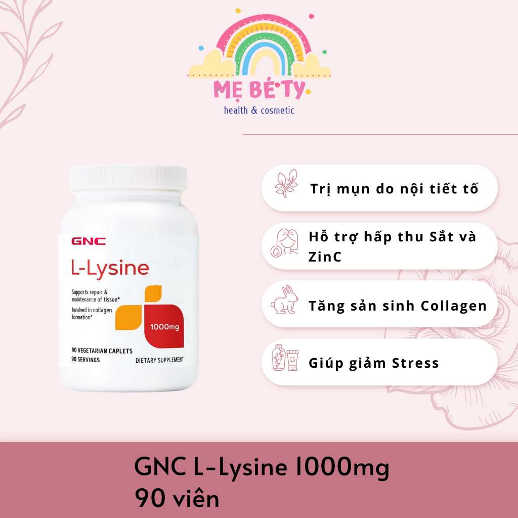 Gnc L Lysine 1000mg 90 Tablets Support Prevention Of Skin Acne