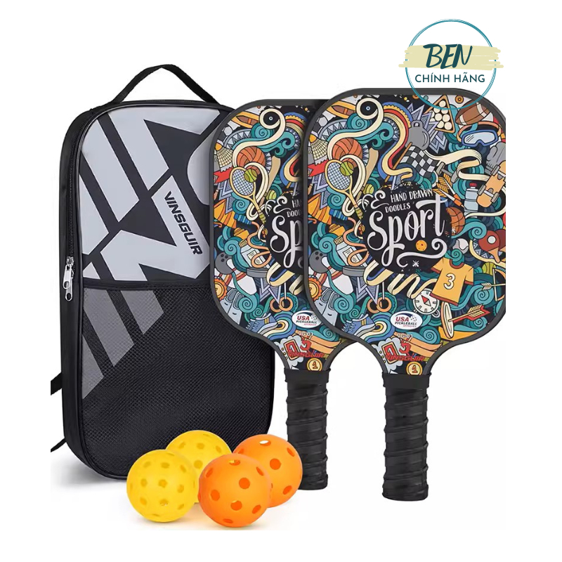 Vinsguir Set of 2 pickleball rackets with Graffiti pattern with bag and ...