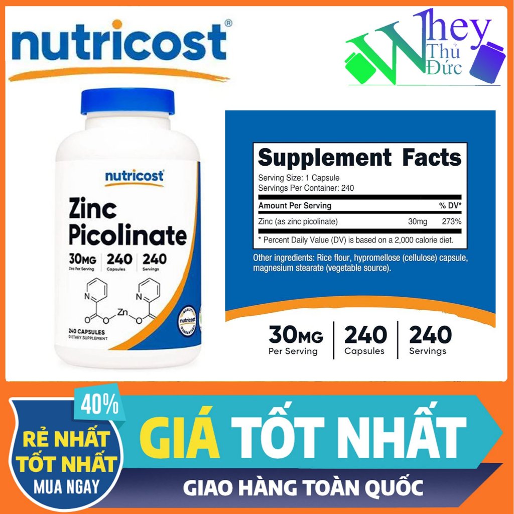 Zinc Picolinate 30mg Nutricost 120 tablets - Zinc Mineral Supplement ...